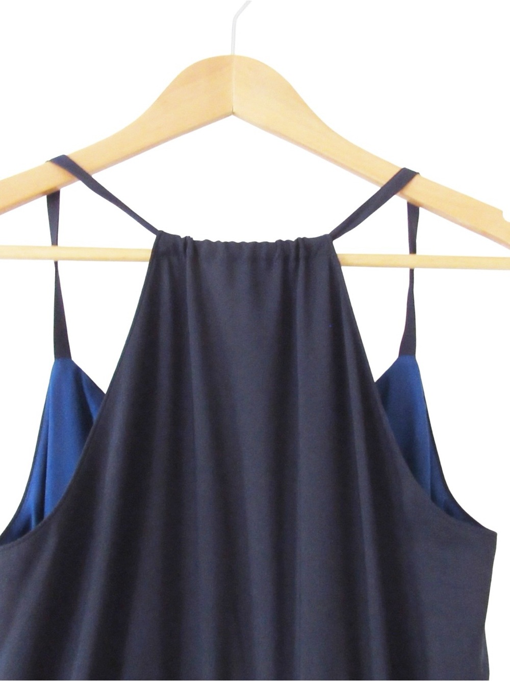 J Crew Factory Navy Blue White Maxi Dress 0 Tribal Print Sleeveless Halter Lined - Picture 7 of 12